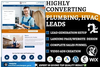 exclusive hvac cleaning roofing plumbing handyman leads seo construction website