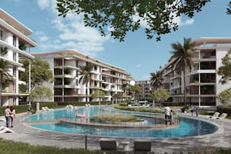 remodel modern semidetached apartment,highrise building,facade,cgi rendering