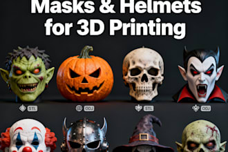design 3d mask 3d helmet model 3d cosplay mask armor 3d head for 3d printing