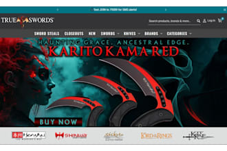 design swords website blade shopify knives website weapon ecommerce swords store