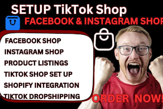 create and setup tiktok shop, facebook shop, instagram shop for shopify store
