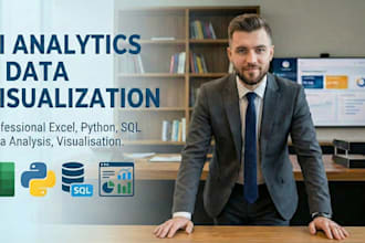 do professional excel, python, sql data analysis, visualisation
