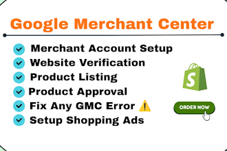 setup google merchant center, product feed and shopping ads