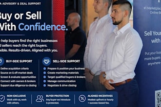 offer startup consultation, buy side consulting and exit strategy,