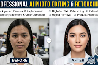 professional ai photo editing, background removal, retouching and enhancement