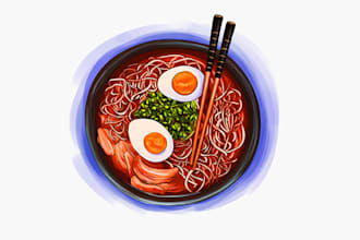 draw tasty food art illustration