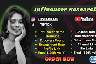 verified influencer email list for instagram, youtube,tiktok