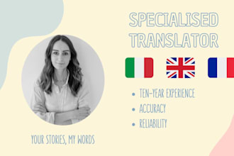 provide translations into italian, english or french