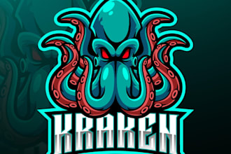 do premium vintage kraken octopus mascot logo t shirt design