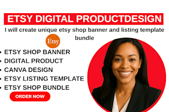 create unique etsy shop banner and listing template bundle