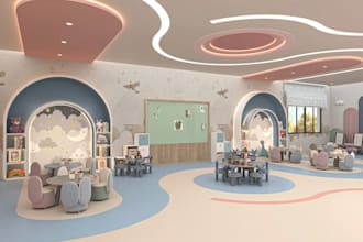 restyle 3d kids classroom design,nursery, kids room montessori, daycare,sketchup