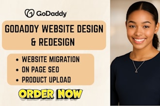 create a professional godaddy website design, godaddy builder, godaddy ecommerce