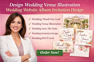 design wedding venue illustration custom wedding website album invitation design