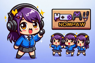 design cute chibi premium logo for gaming,youtube,website