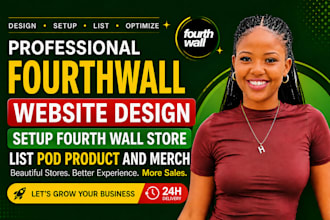 do fourthwall website design setup fourth wall store, list pod product and merch