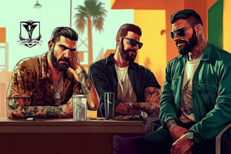 draw game style and gta character illustration for you