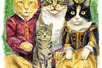retrato de mascotas en estilo garabato