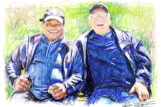 retratos de parejas amigos en estilo garabato