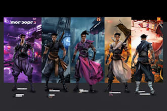 draw stylized character, game character, realistic character