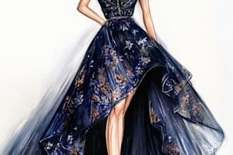 make a fashion or editorial illustration, sketch, commercial