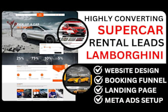 generate exotic car rental leads, supercar booking funnel, lamborghini website