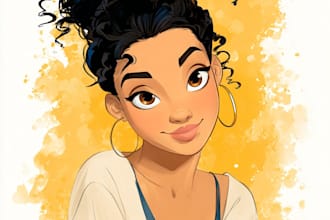 draw disney cartoon illustration for you