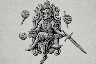 make medieval engraving  style tattoo and logo design for you