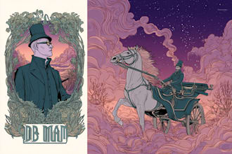 draw an art nouveau illustration for custom projects
