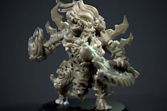 sculpt 3d fantasy miniature collectible figurine, prototype design , 3d printing