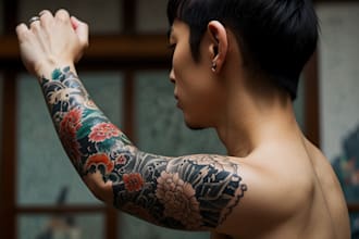 illustrate a tattoo design in japanese style