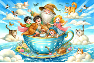 create children story book illustration in watercolor, kids book artwork