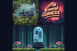 create steam capsule art in pixel art style
