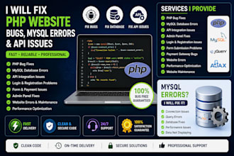 fix PHP website bugs mysql errors and API issues