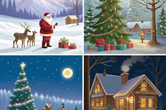 draw christmas illustrations and cards for you