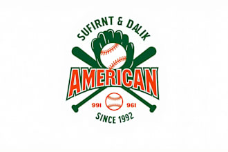 design realistic american softball logo in my style