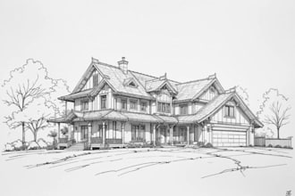 draw architectural sketches of buildings and houses