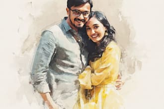 make a lovely watercolor painting of you and your partner