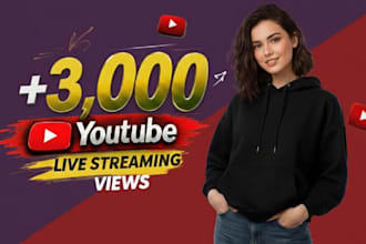 organic youtube live stream promotion with 3,000 real views