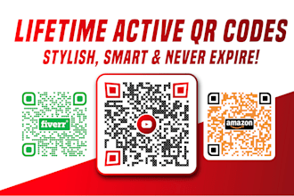 design a lifetime active custom qr code with your logo