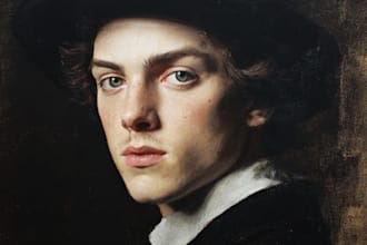 paint a portrait into painting with oil painting