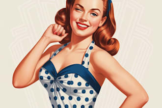 pin up girl and pin up girl illustration