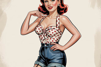 pin up girl and pin up girl illustration