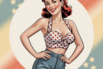pin up girl and pin up girl illustration