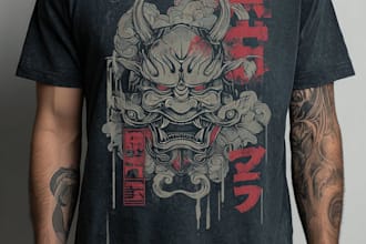 create a japanese t shirt illustration