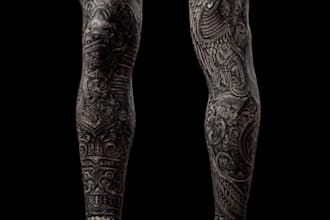 design full sleeve tattoo in black and grey tattoo art
