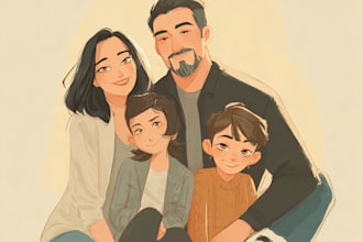 realistic merge of different photos, family portrait