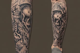 draw a full sleeve tattoo design for you