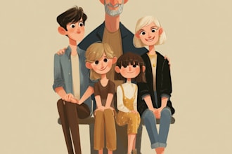 draw a realistic family or group portrait from a photo