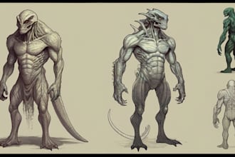 draw a fantasy creature, monster, alien in my style