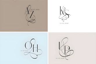 design a luxury wedding logo emblem monogram wedding invitation